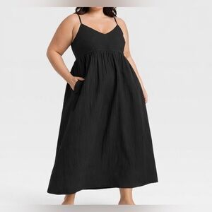 A New Day 4X Black Seersucker A-Line Maxi Dress